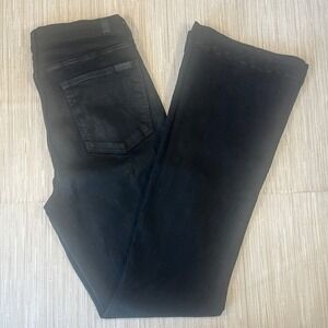 7 For All Mankind Black Coated High Waist Flare Jeans Women's Size 31